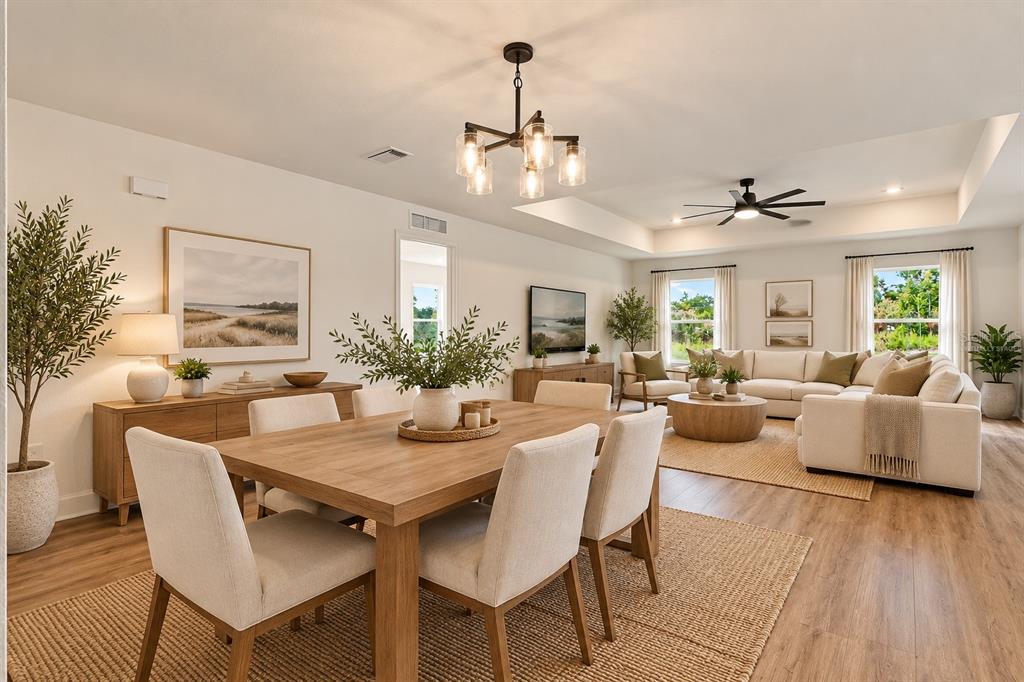 Virtually stagedDining room/Living room combo