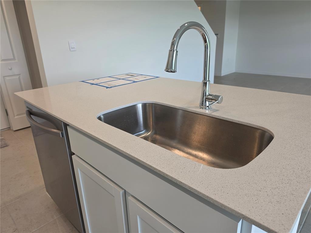 Island with quartz countertops