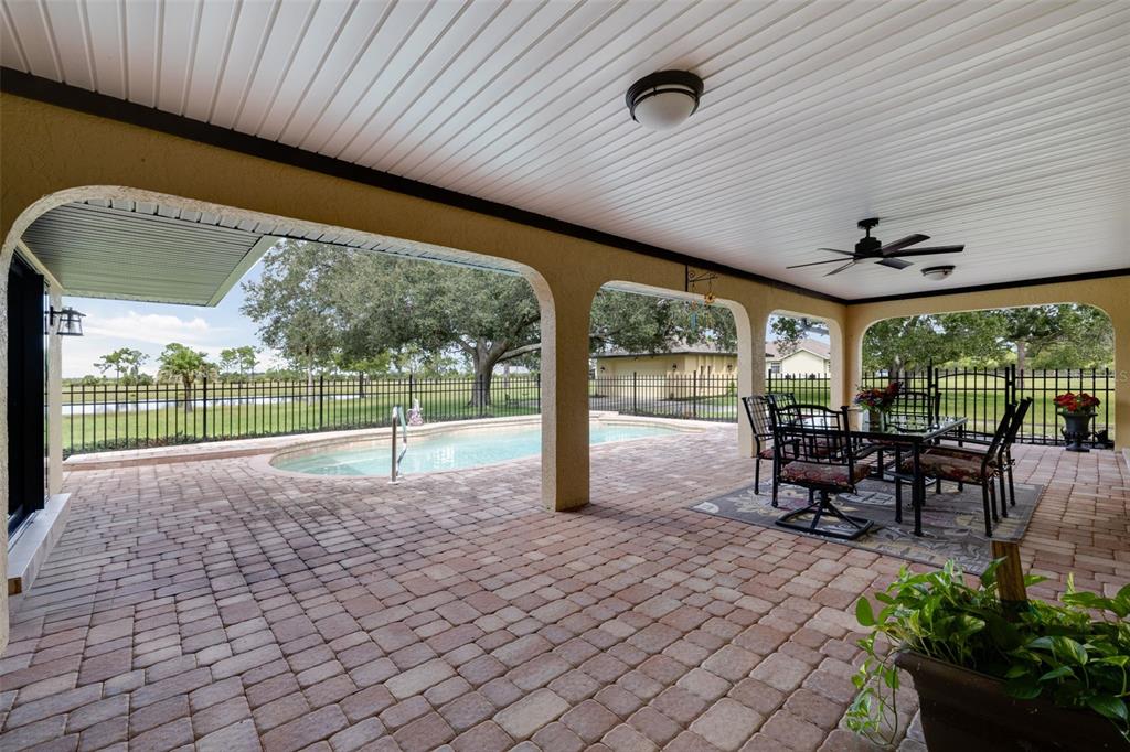 Under roof brick patio