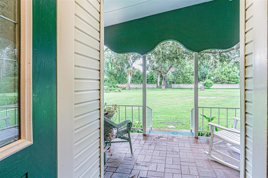 Front porch overlooking front lawn