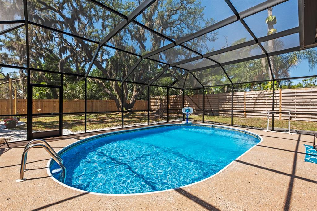 Backyard view. Pool cage is taken down.