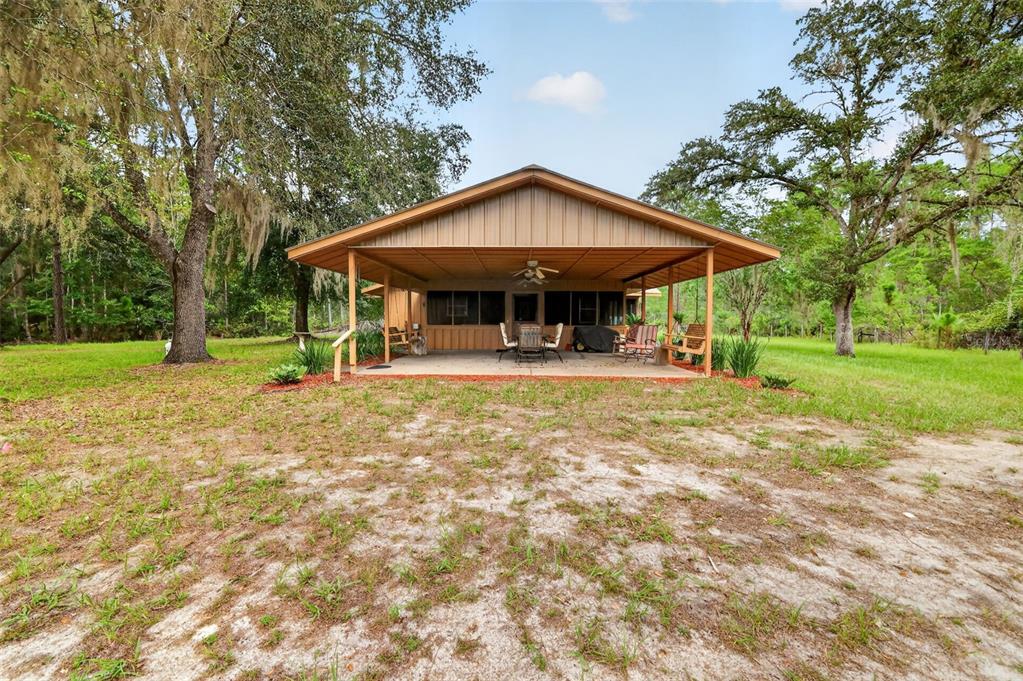 Front on long view of the 23' x 23' covered porch