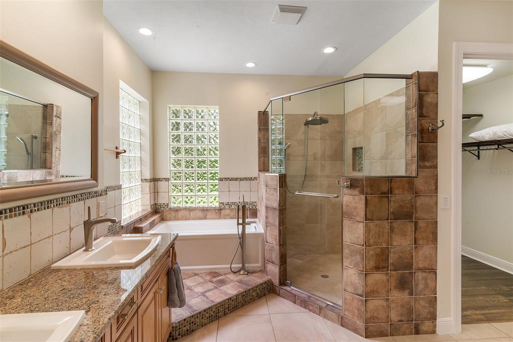 Primary bath, jacuzzi tub & walk in shower