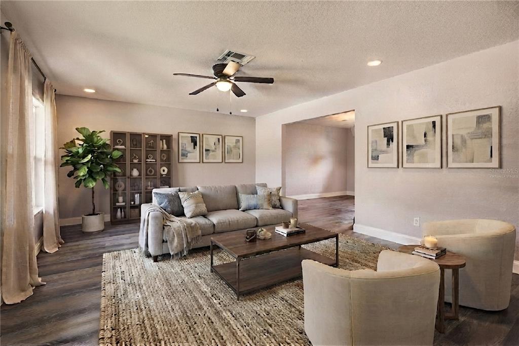 Great room option virtually staged