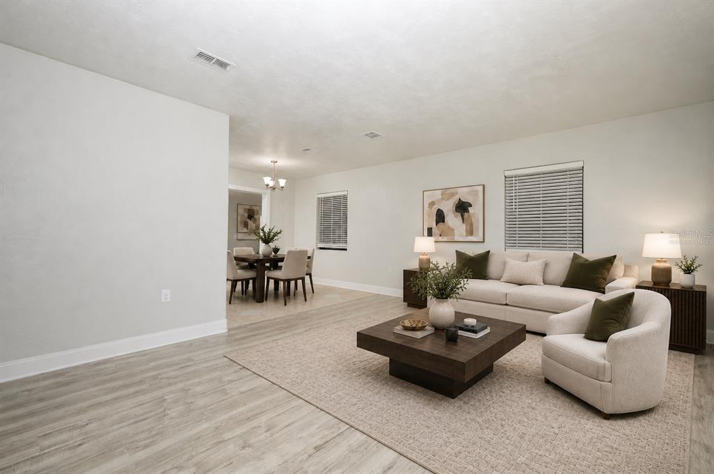 Virtually Staged-Living Room & Dining Room
