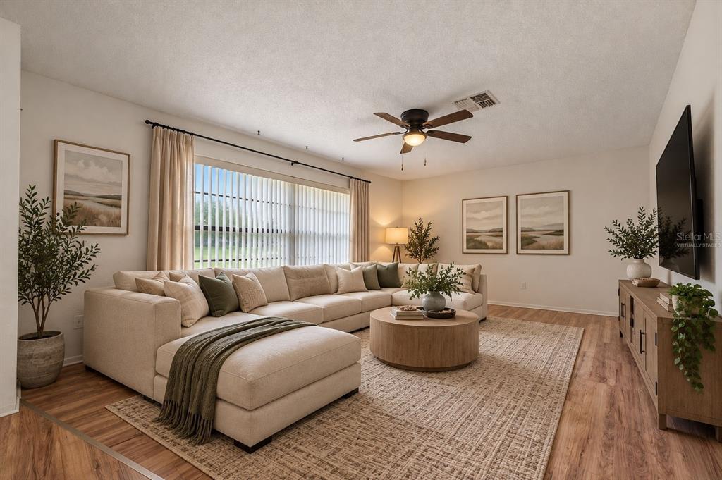 Virtually Staged Sunken Living Room