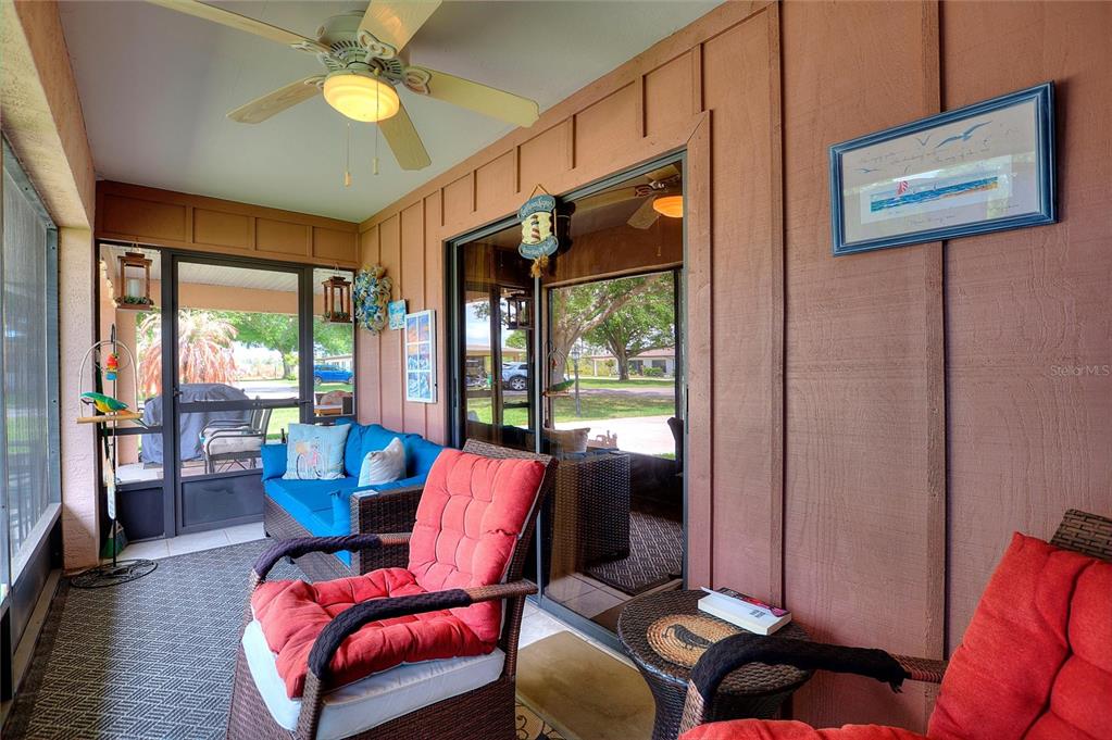Lanai with sliders leading into the living area
