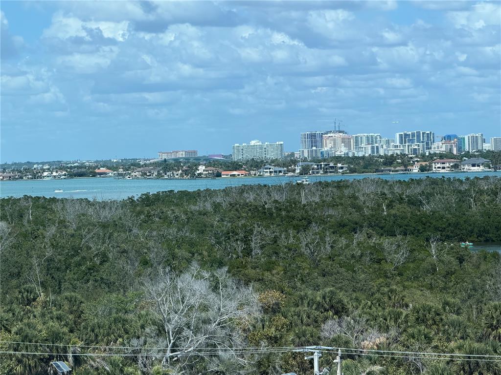LOOK TO THE NORTH AND SEE SARASOTA BAY, CITY OF SARASOTA AND THE RINGLING BRIDGE.