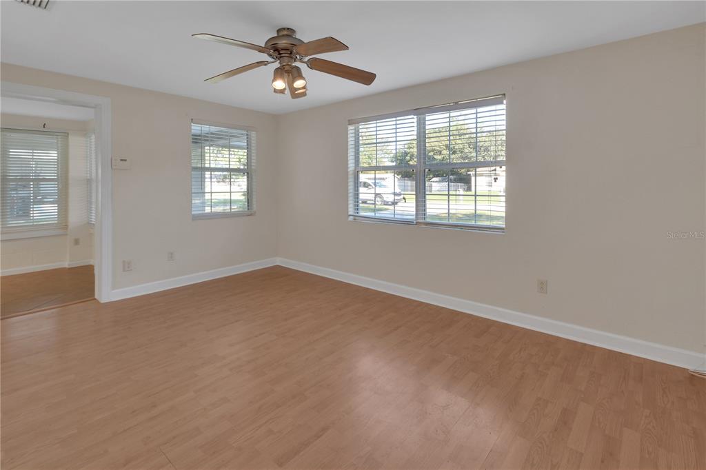 Living room has plenty of natural light