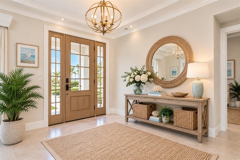Imagine the possibilities - virtually staged to showcase what this welcoming foyer could become.