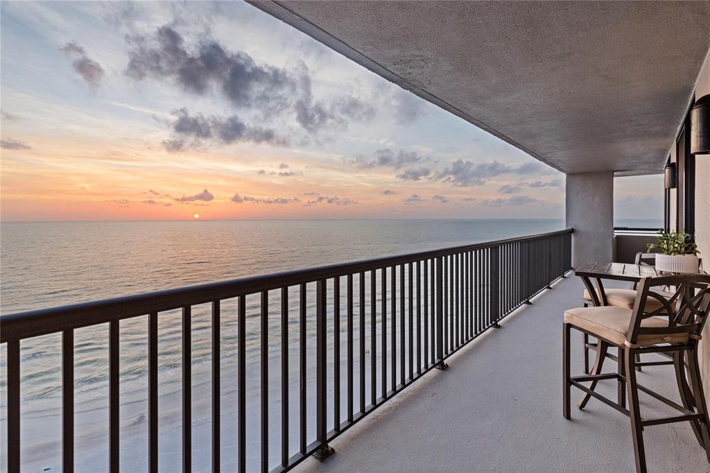A glorious sunset view from the wrap-around terrace at PH1