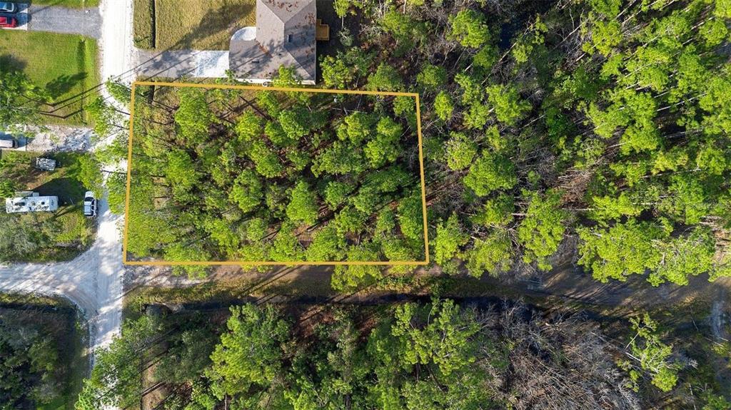 Aerial view of vacant lot.