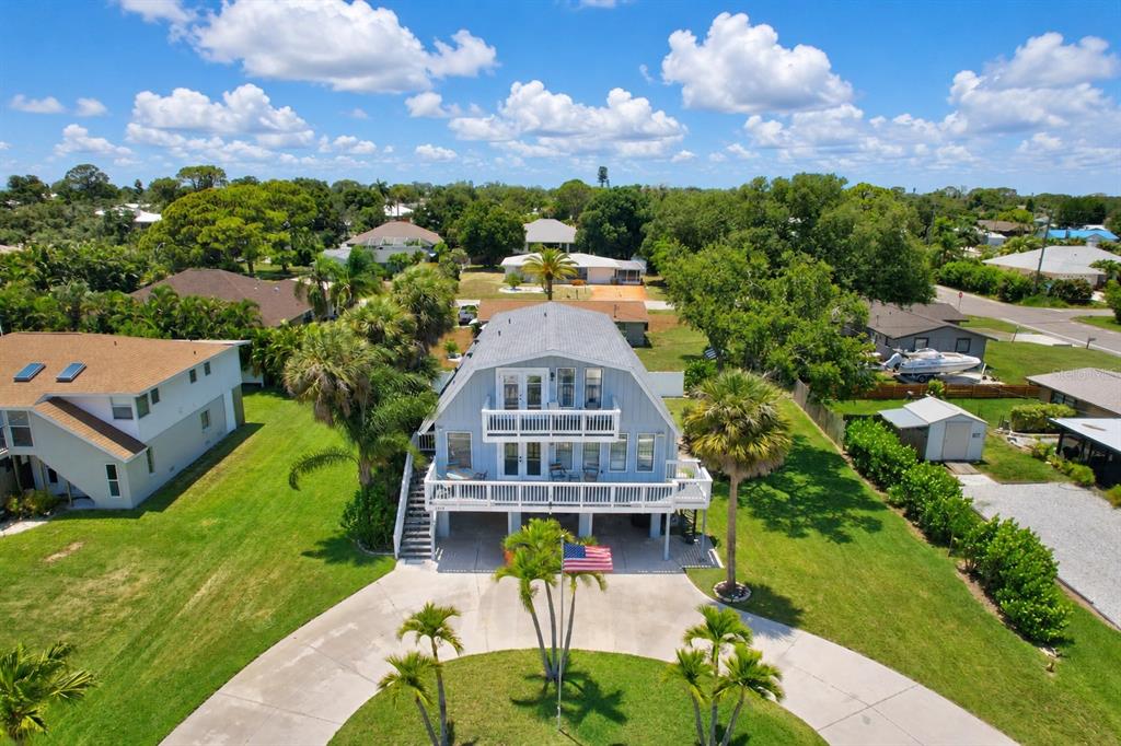 Aerial front view of the Home with Circular Drive