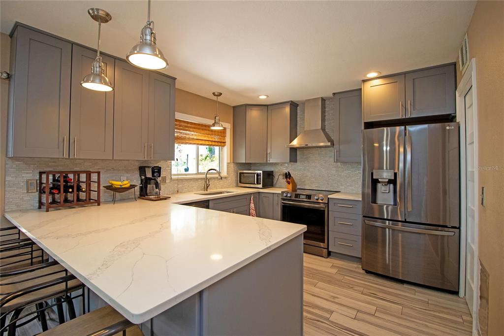 Beautifully updated kitchen has style and function.