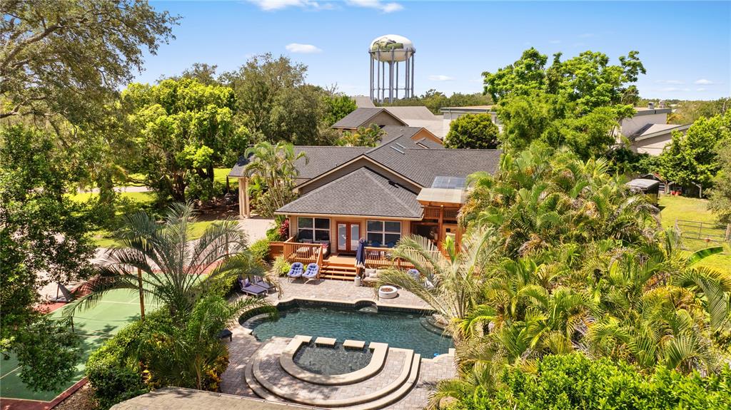 Aerial View of Home & Pool