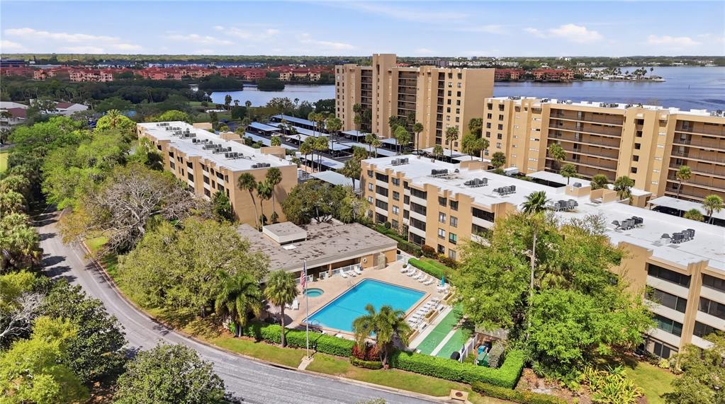 Arial of Building & Pool