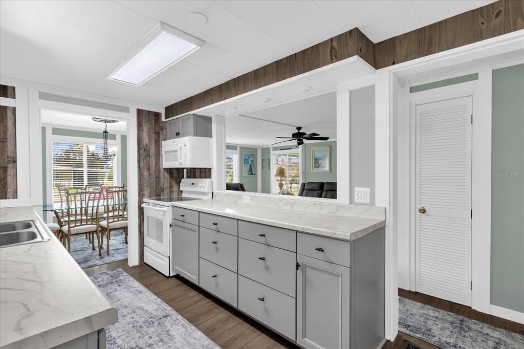 Updated kitchen with ample counter space and storage