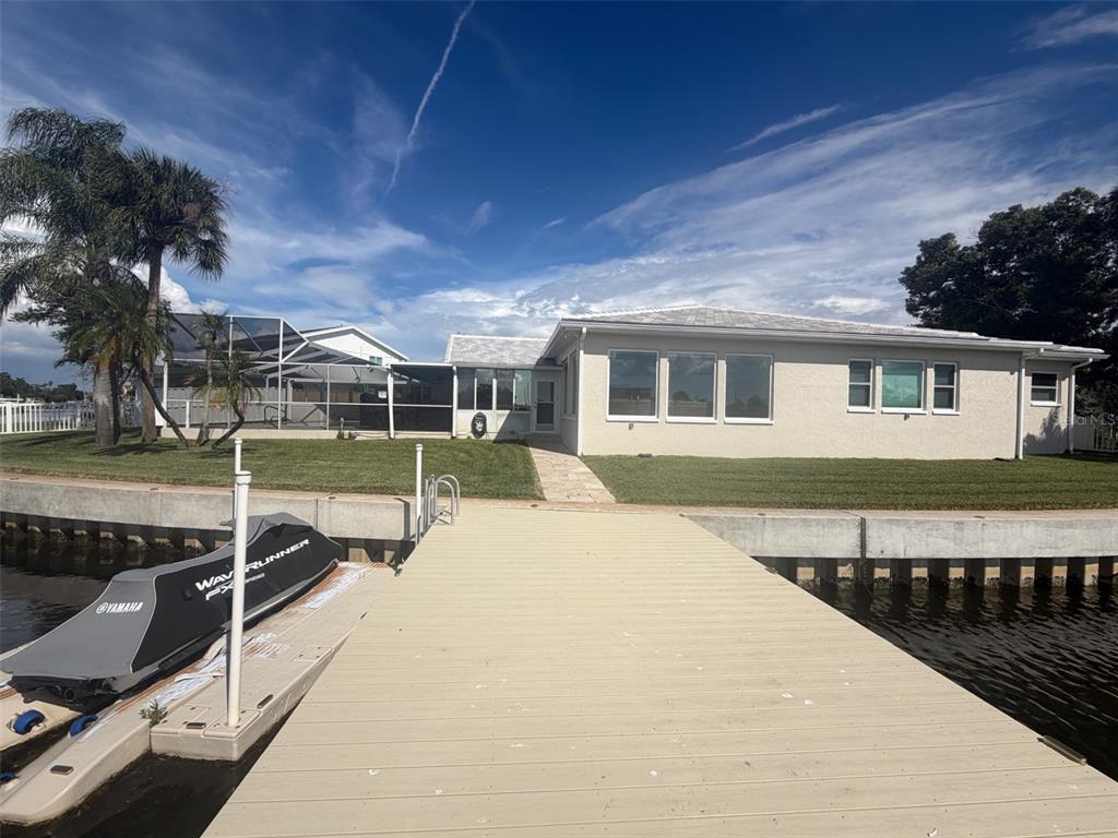 Dock view, with floating dock, back to the house