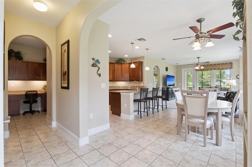 View of Dining & Great Room from Foyer entryway
