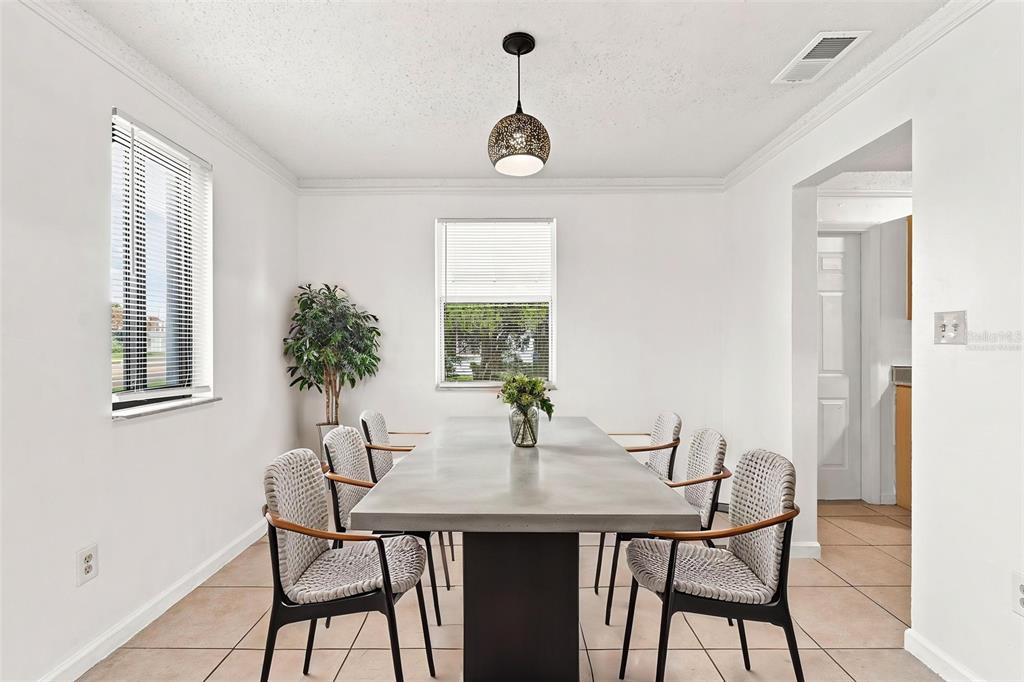 Virtually Staged Dining Area with Abundant Natural Light