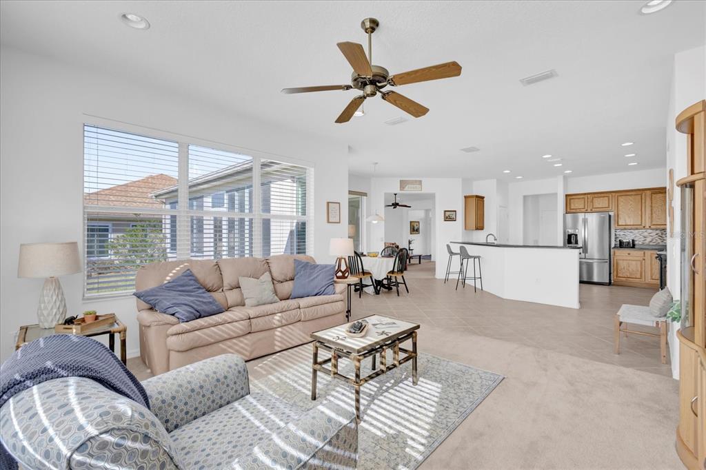 family room and kitchen