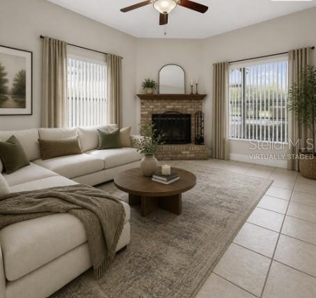 Virtually staged living room
