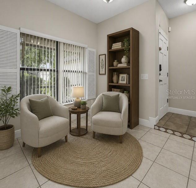 Virtually staged front entry room