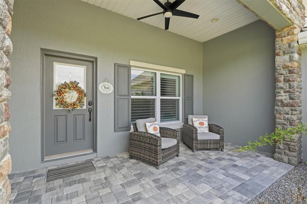 FRONT PORCH WITH LIGHTS AND FAN