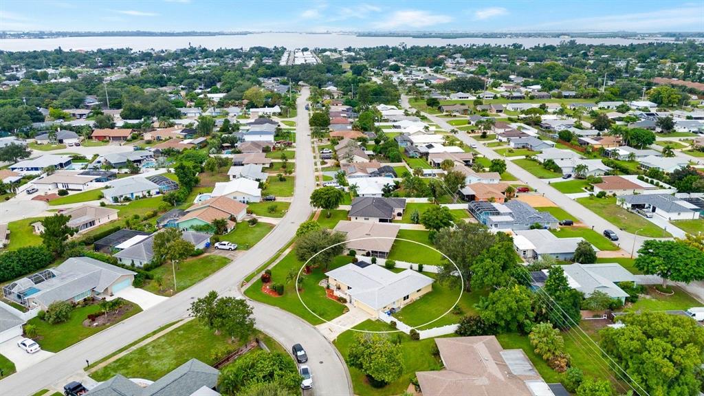 Neighborhood view with corner lot circled