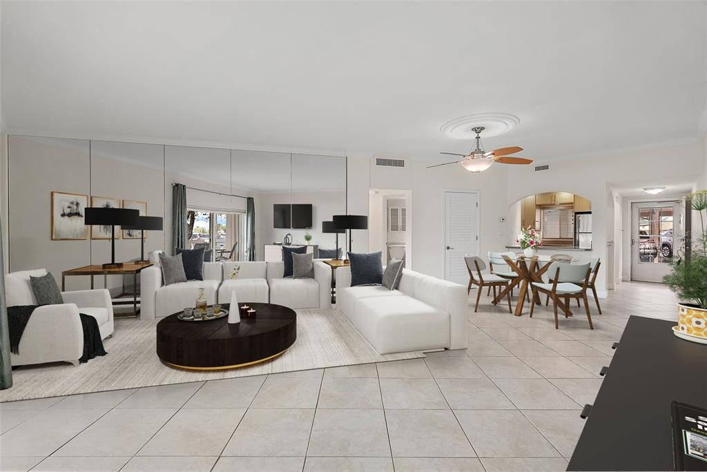Oversized living area-Virtually Staged
