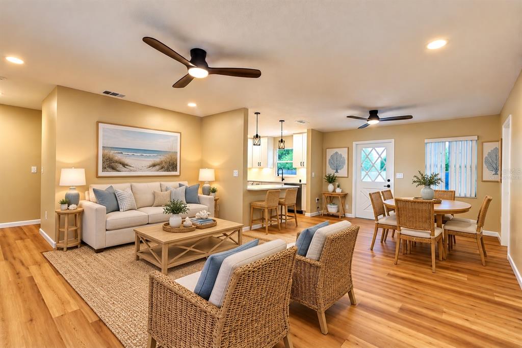 Virtually Staged Living Room and Dining Room