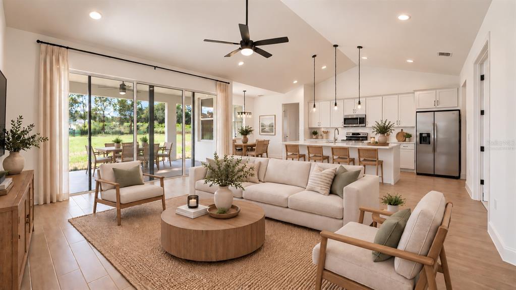 Great room - virtually staged