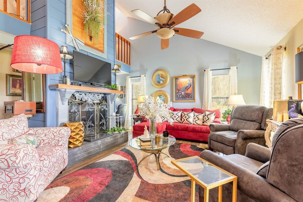 Luxurious living room with fireplace