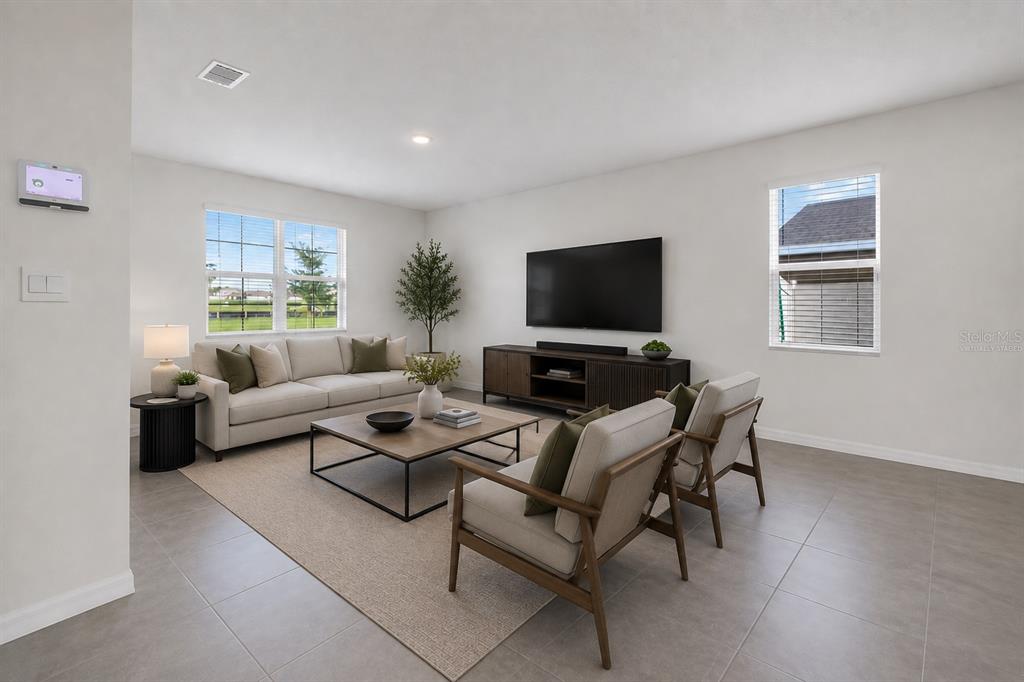 Virtually staged living room – open-concept main living area
