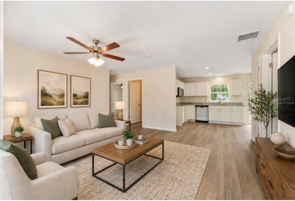 Virtually staged living room area