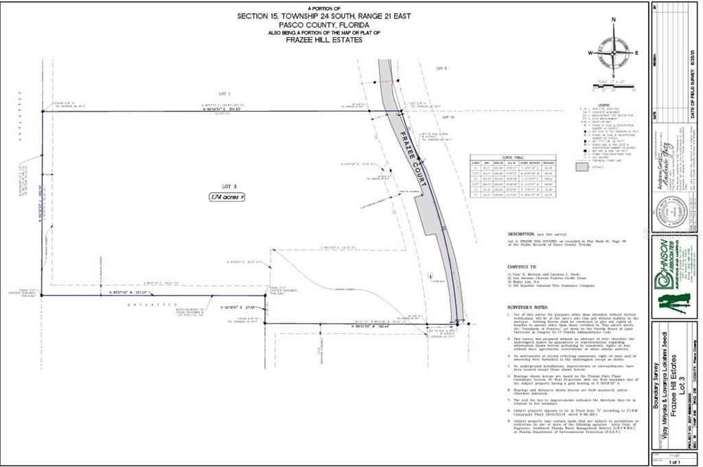 Frazee CT - Lot Boundary Survey