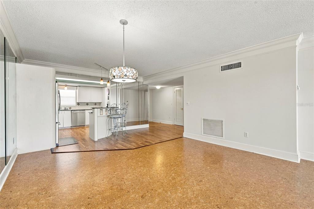 View of Dining room, kitchen and entrance from the living room