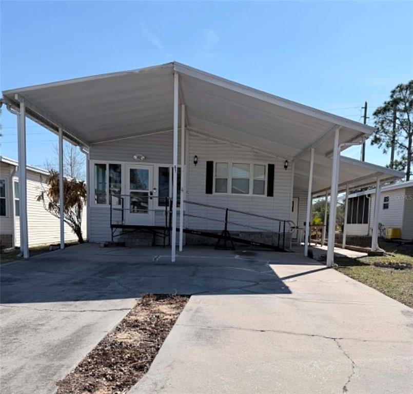 Front - double carport and ramp