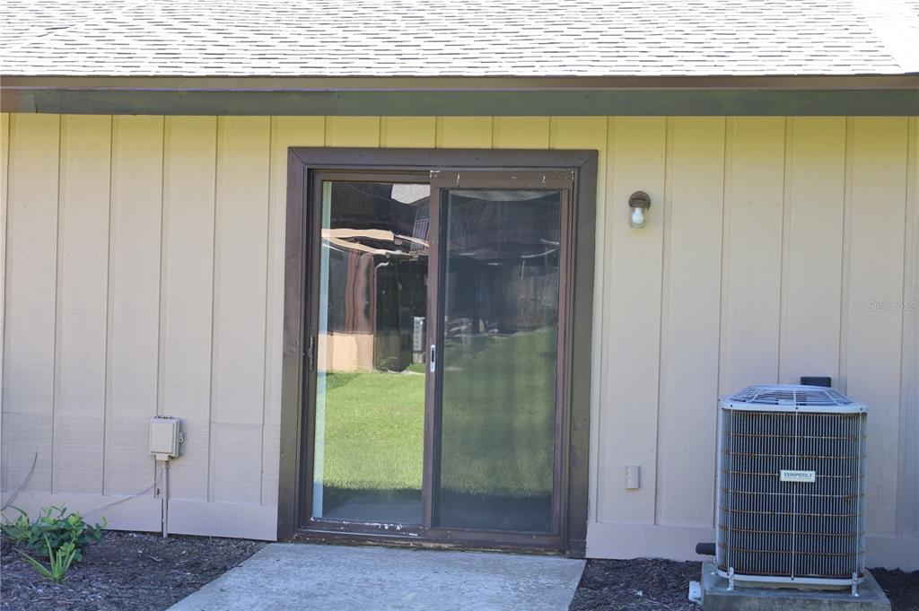 Freshly painted siding and trim on Patio