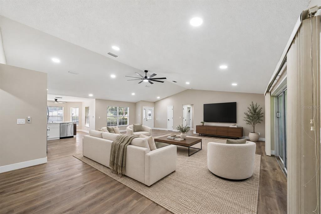 Spacious great room with vaulted ceilings!