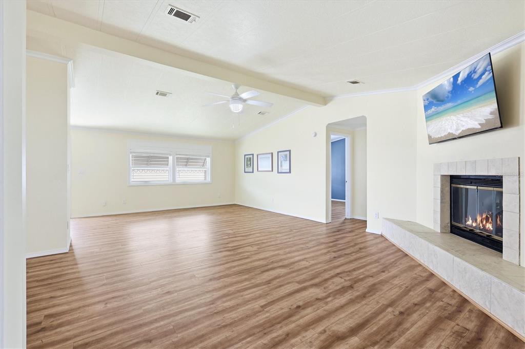 Living Room with electric fireplace