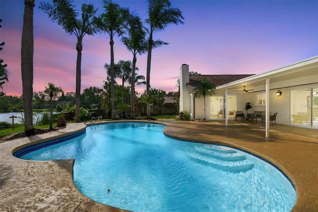 Back Yard Pool & Lake view