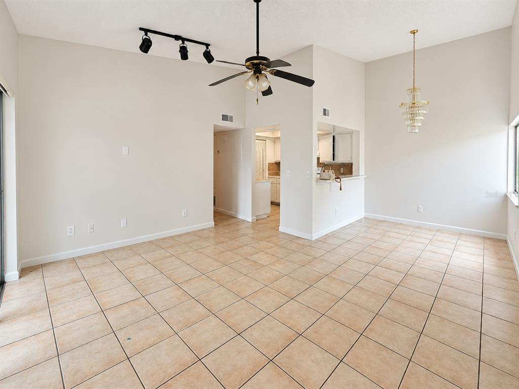 Spacious living and dining viewed from entry.