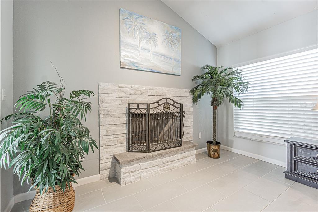 Fireplace in primary bedroom suite