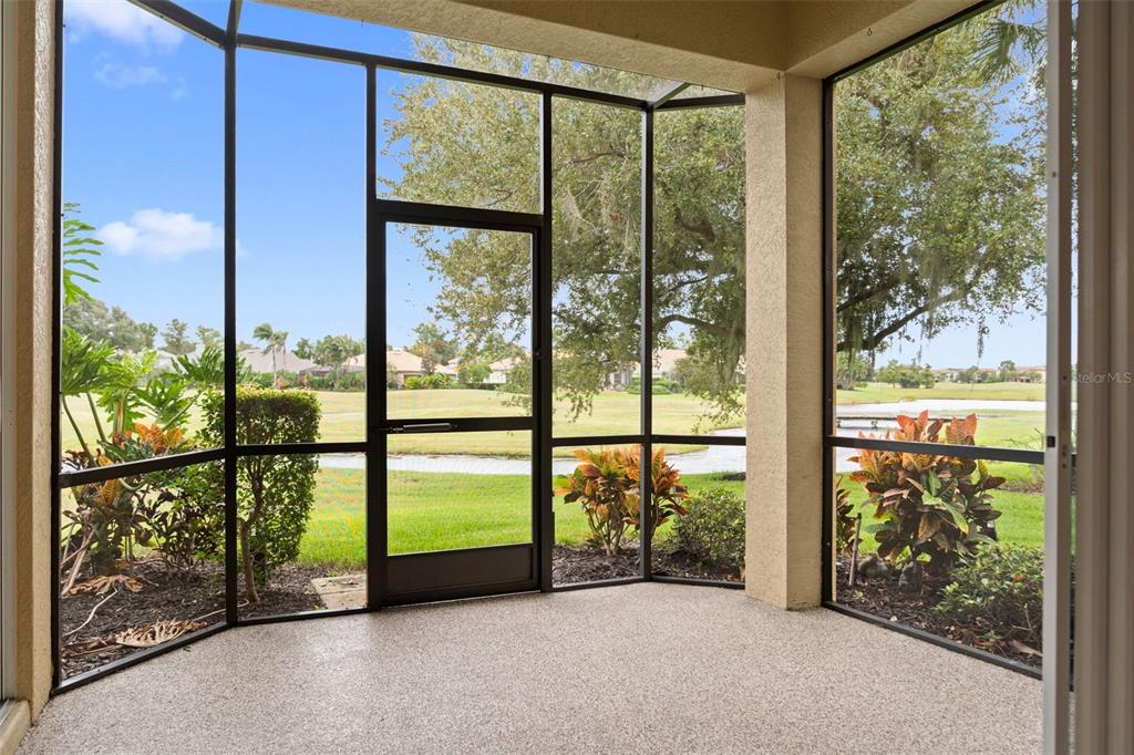 Your spot for morning coffee, fresh air, and peaceful views across the golf course.
