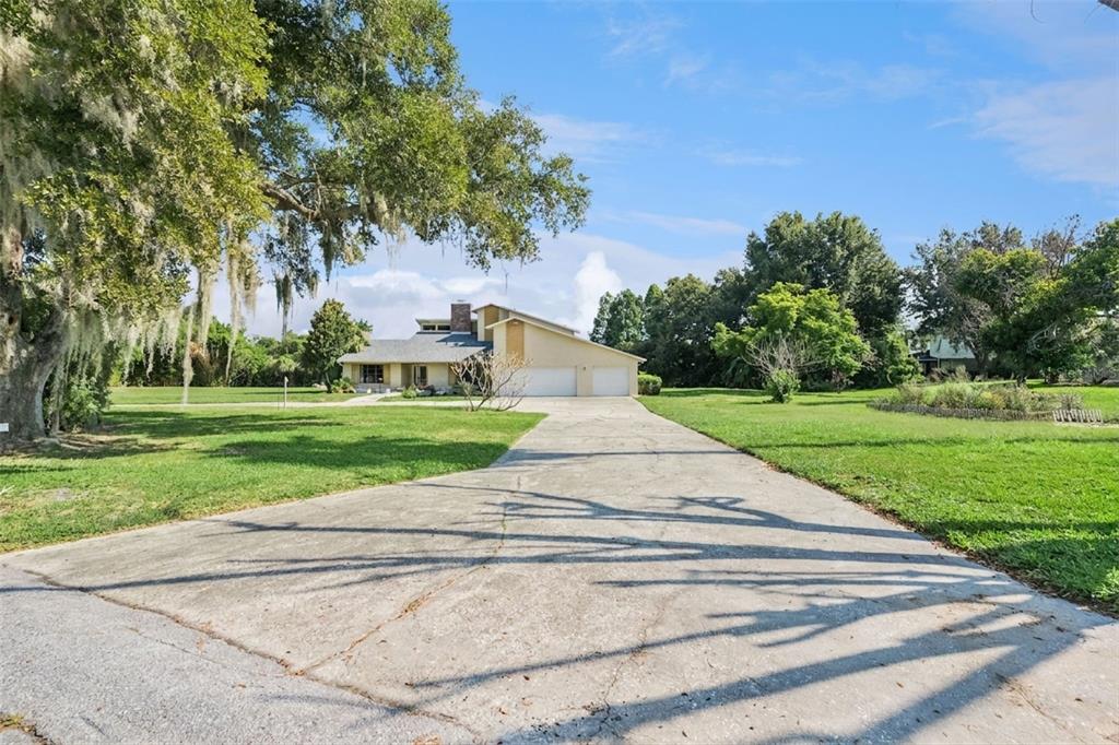 Expansive circular driveway.