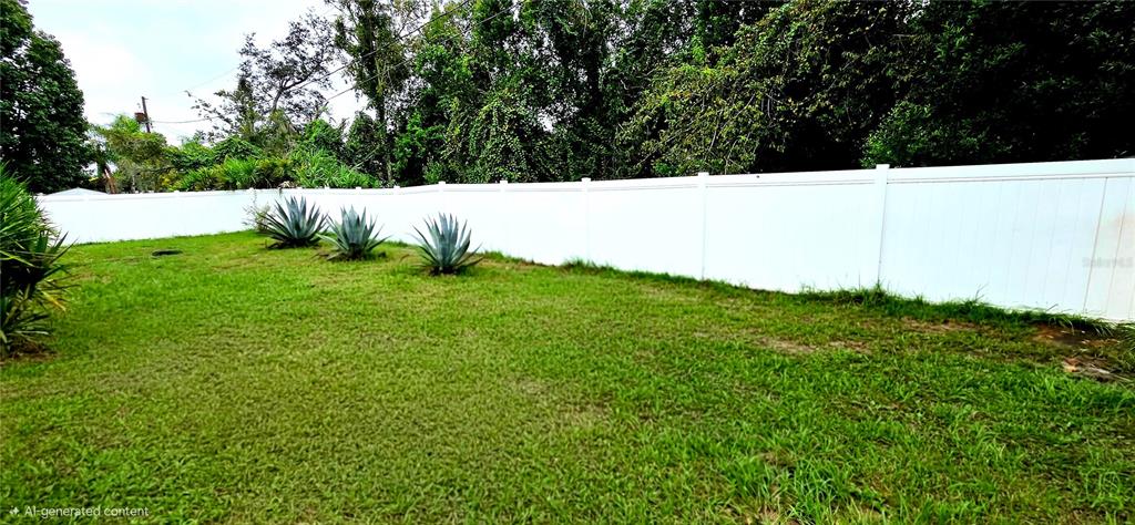Large fenced backyard