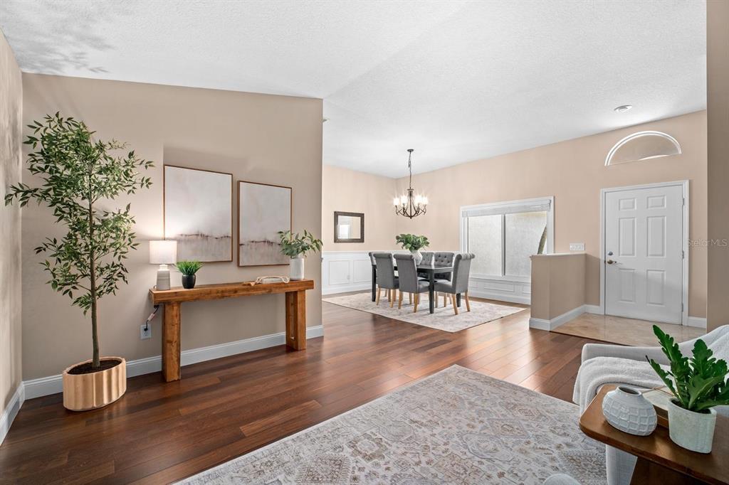 Foyer overlooking dining and sitting room