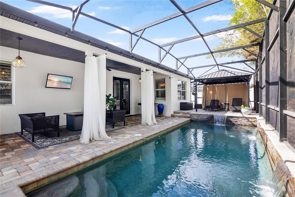 Gorgeous Pebble Tech Pool with Cabana