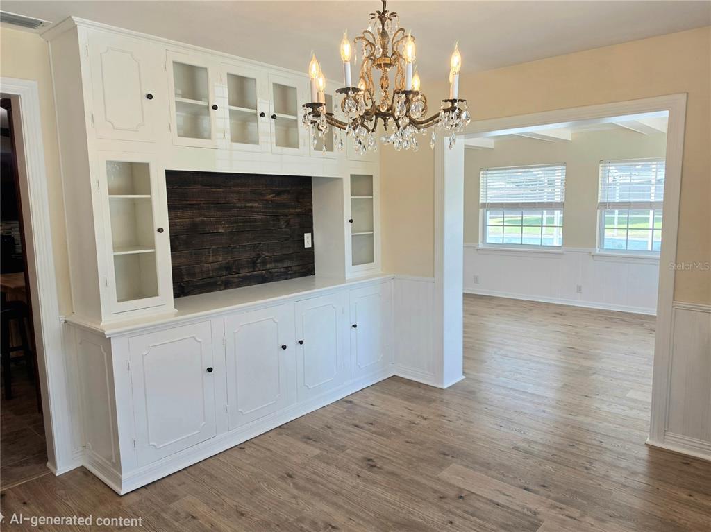 built-in cabinet in dining room